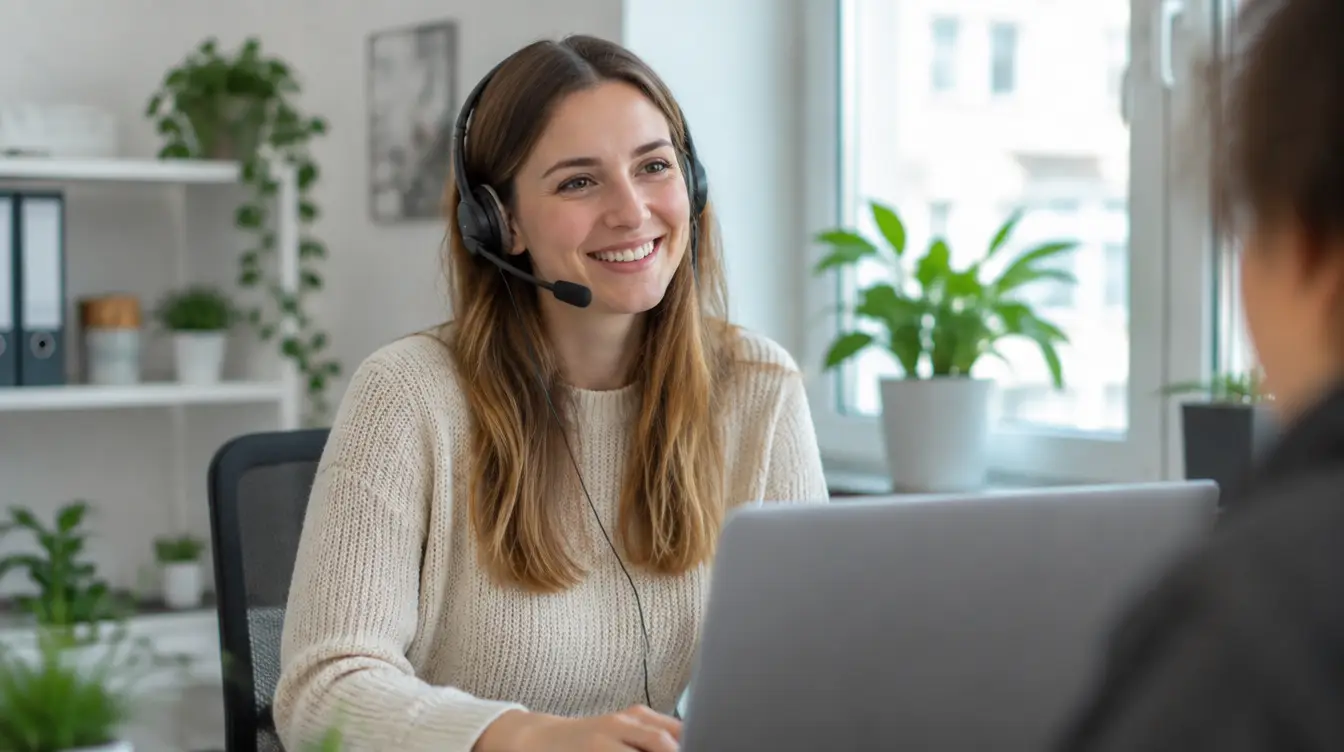 Mitarbeiterin im Kundendienst mit Headset